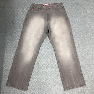 Akademiks Jeans Mens 36 Gray Straight Leg Relaxed Fit Baggy Denim Pants Everyday